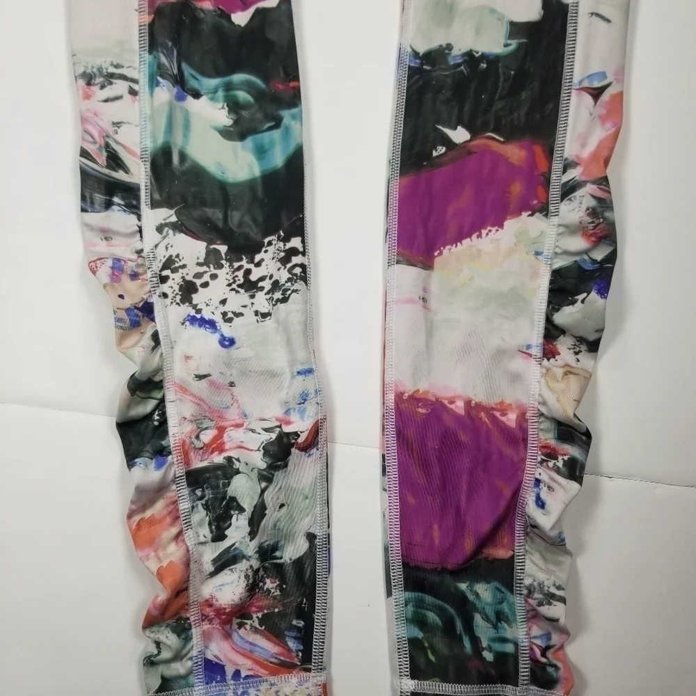 Lululemon Sz 6 Leggings Ruched Side Pockets Floral Full Length